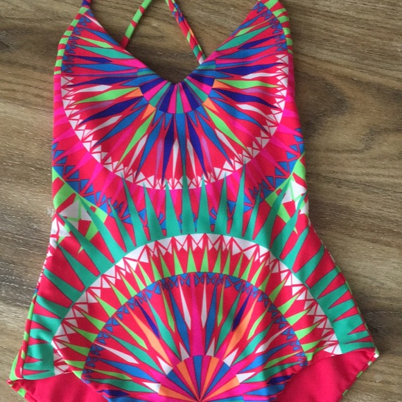 Mara Hoffman Geometric Print Neon One Piece Suit - Picture 2 of 8